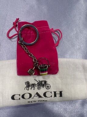 Coach Legacy Stripe Bucket Keyring